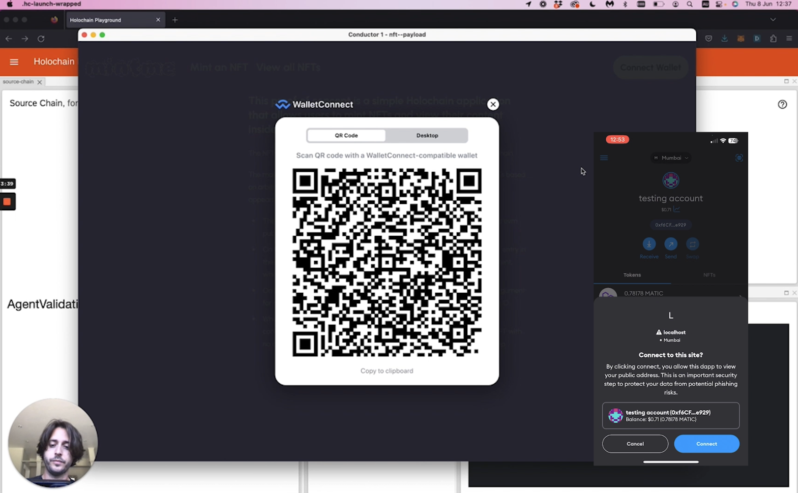 Binding wallet to Holochain agent key screenshot